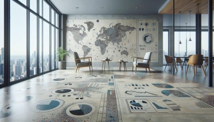 Worn terrazzo floor displaying scratches and compromised seal, indicating a need for professional restoration.