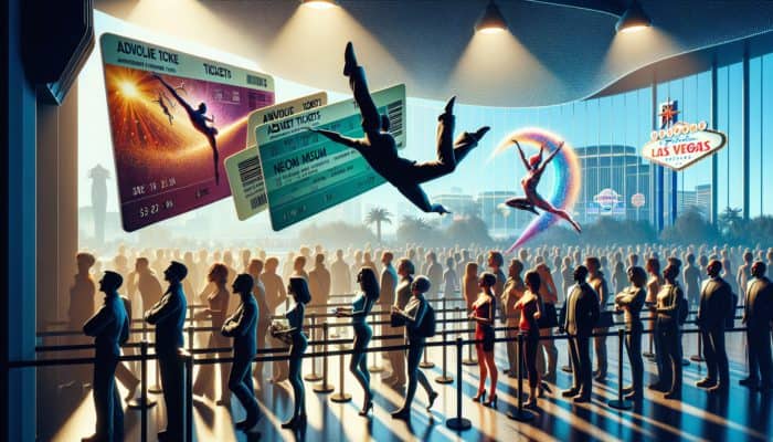 Visitors in Las Vegas using advance tickets to skip long lines at Cirque du Soleil and Neon Museum.