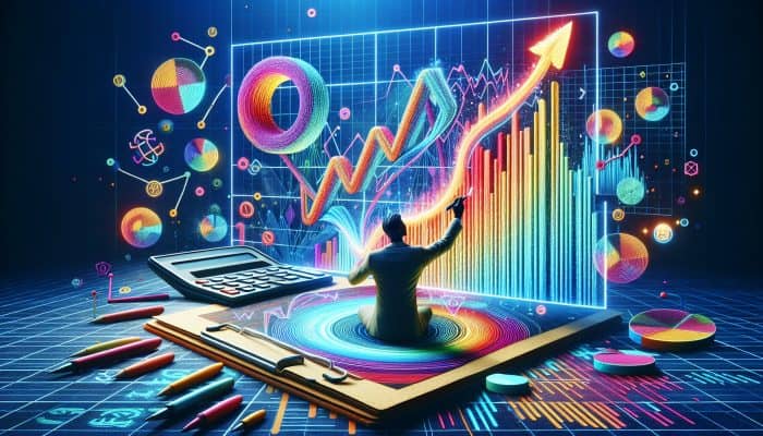 Understanding Consolidation Loans: A Guide | DCL A person marking payments on a colourful chart, surrounded by graphs and a debt calculator, celebrating financial progress.