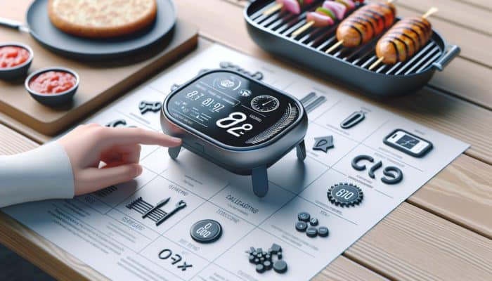 An intuitive grill timer featuring a large display and easy-to-use buttons, portable and simple to set up.