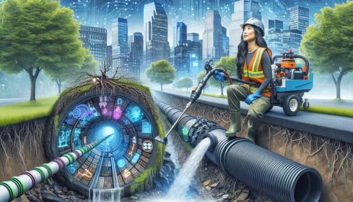 Drainage specialist in Yaletown applying hydro-jetting and pipe relining techniques for effective repair.
