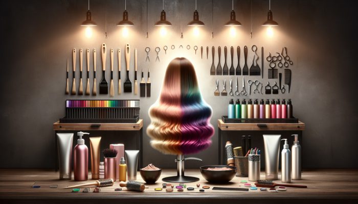 Transformation of dull hair into vibrant colours in a modern salon, showcasing the effectiveness of expert products.