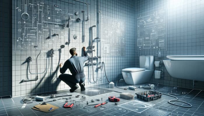 Expert Shower Repair Services in Chilliwack: A plumber addressing various shower issues in a contemporary bathroom, ensuring safety and functionality.