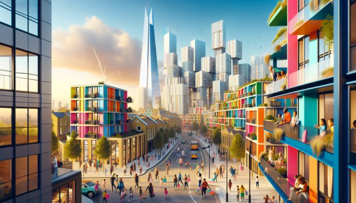 A future East London school zone with modern architecture and families moving into vibrant, sought-after neighbourhoods.