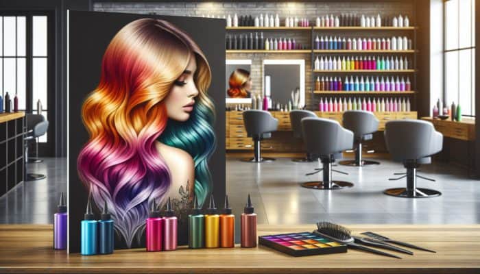 A vibrant ombre hairstyle with seamlessly faded ends in a modern salon.