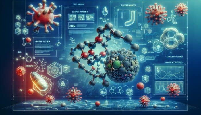 Infographic illustrating the impact of zinc supplements on immune function, featuring expert insights and scientific visuals.